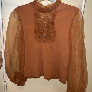 Mesh Puff Sleeve Top